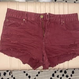 Size 28 maroon billabong denim shorts